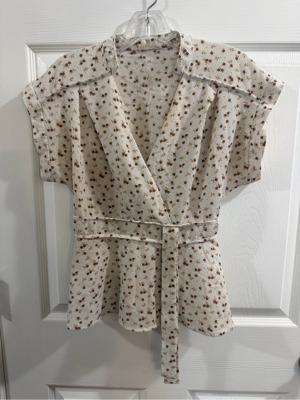 Say Anything Floral Wrap Peplum Top Size L
